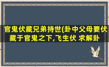 官鬼伏藏兄弟持世(卦中父母要伏藏于官鬼之下,飞生伏 求解卦 不知道什么意思)